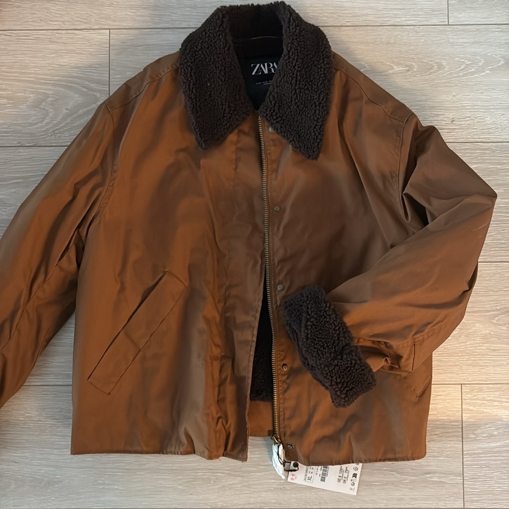 NEW Zara Brown Faux Shearling Jacket Coat